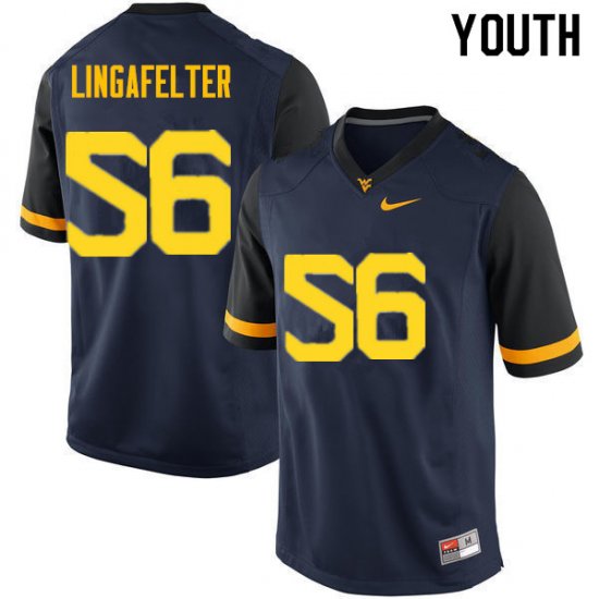 Youth West Virginia Mountaineers NCAA #56 Grant Lingafelter Navy Authentic Nike Stitched College Football Jersey ML15M17UK